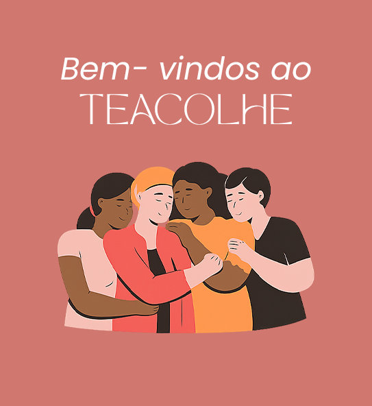 Ilustração de grupo de pessoas abraçadas, representando acolhimento e apoio emocional