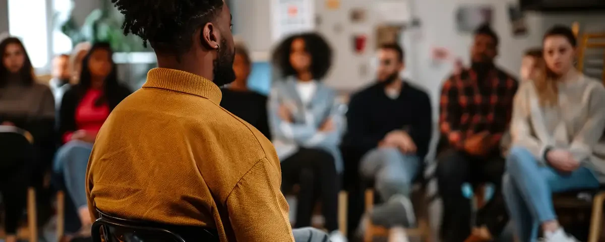 Pessoa em ambiente social sem receber atenção, representando exclusão e falta de acolhimento